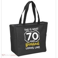 This Is What 70 And Blessed Looks Like 70th Birthday Apparel Tote Bag thumb 2