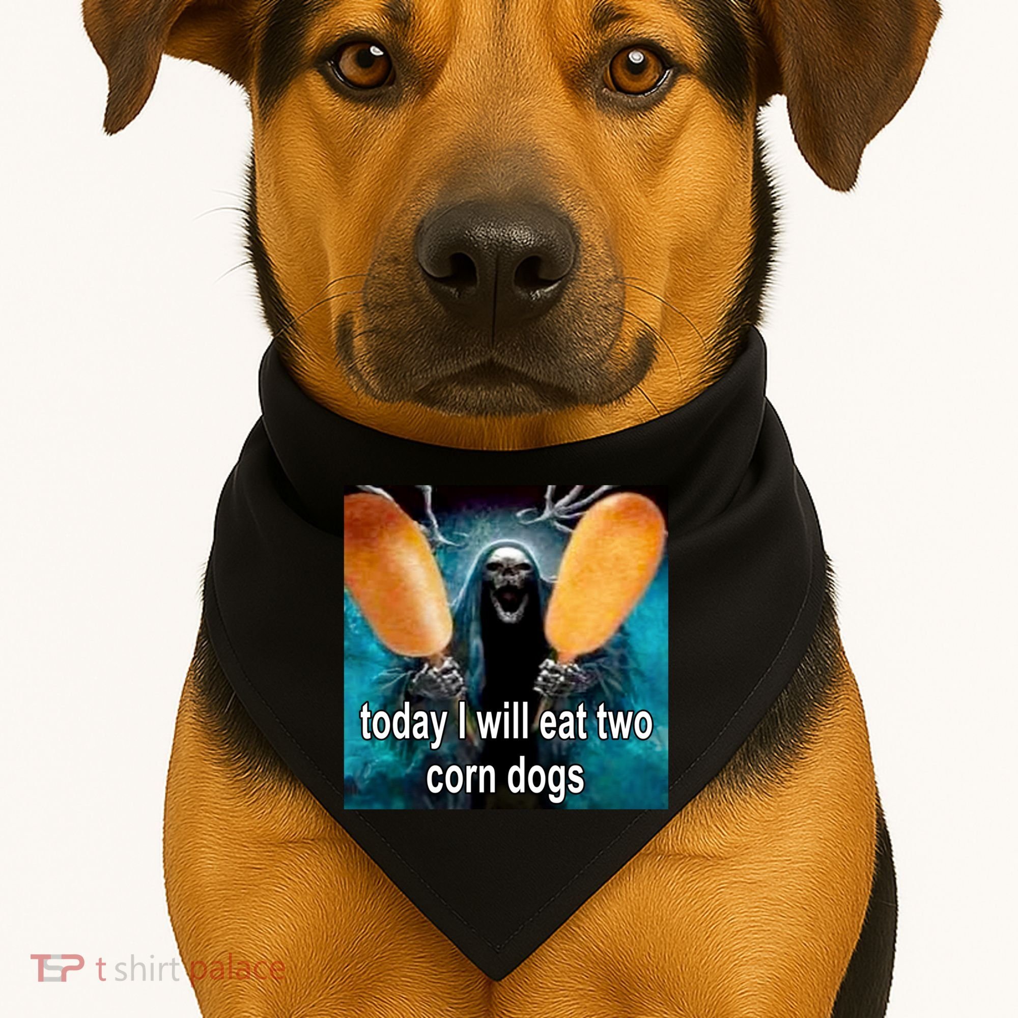 Today I Will Eat Two Corn Dogs Meme USA-Made Doggie Bandana