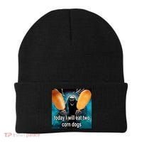 Today I Will Eat Two Corn Dogs Meme Beanie thumb 0