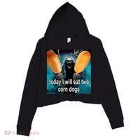 Today I Will Eat Two Corn Dogs Meme Crop Fleece Hoodie thumb 0