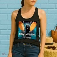 Today I Will Eat Two Corn Dogs Meme Women's Tank Top thumb 2