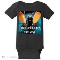 Today I Will Eat Two Corn Dogs Meme Baby Bodysuit thumb 0