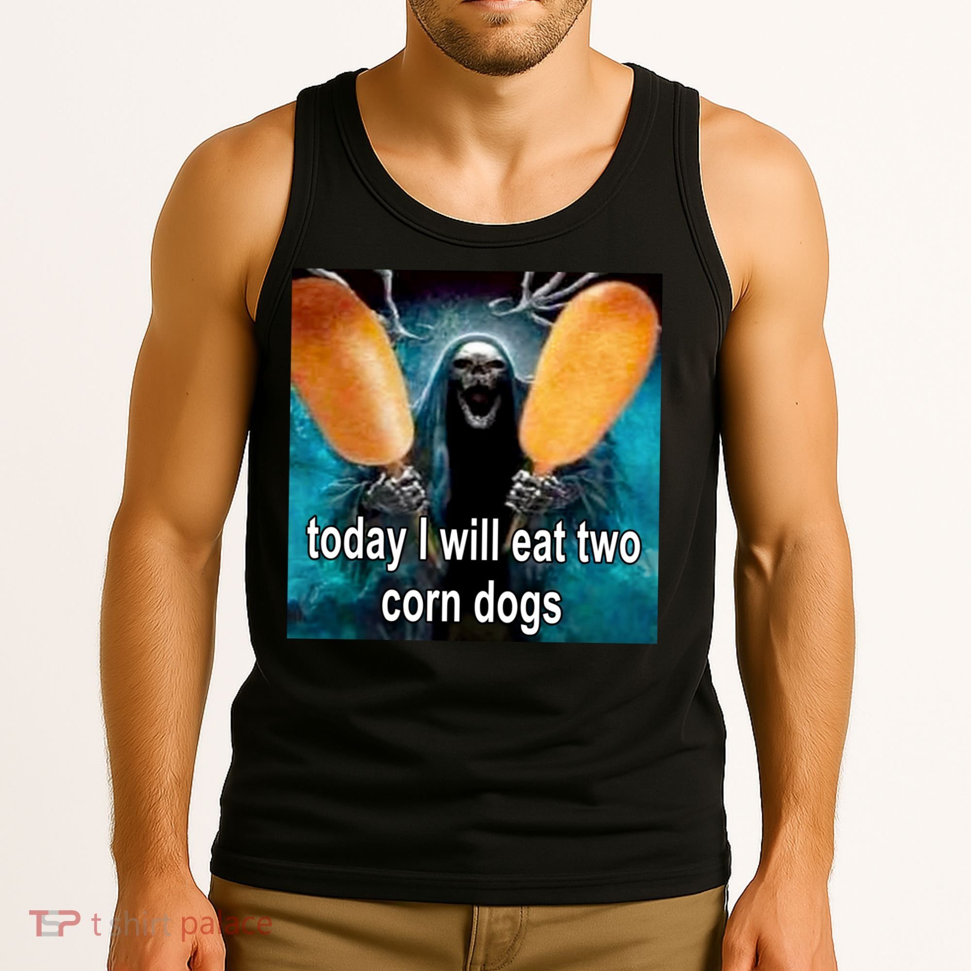Today I Will Eat Two Corn Dogs Meme Tank Top