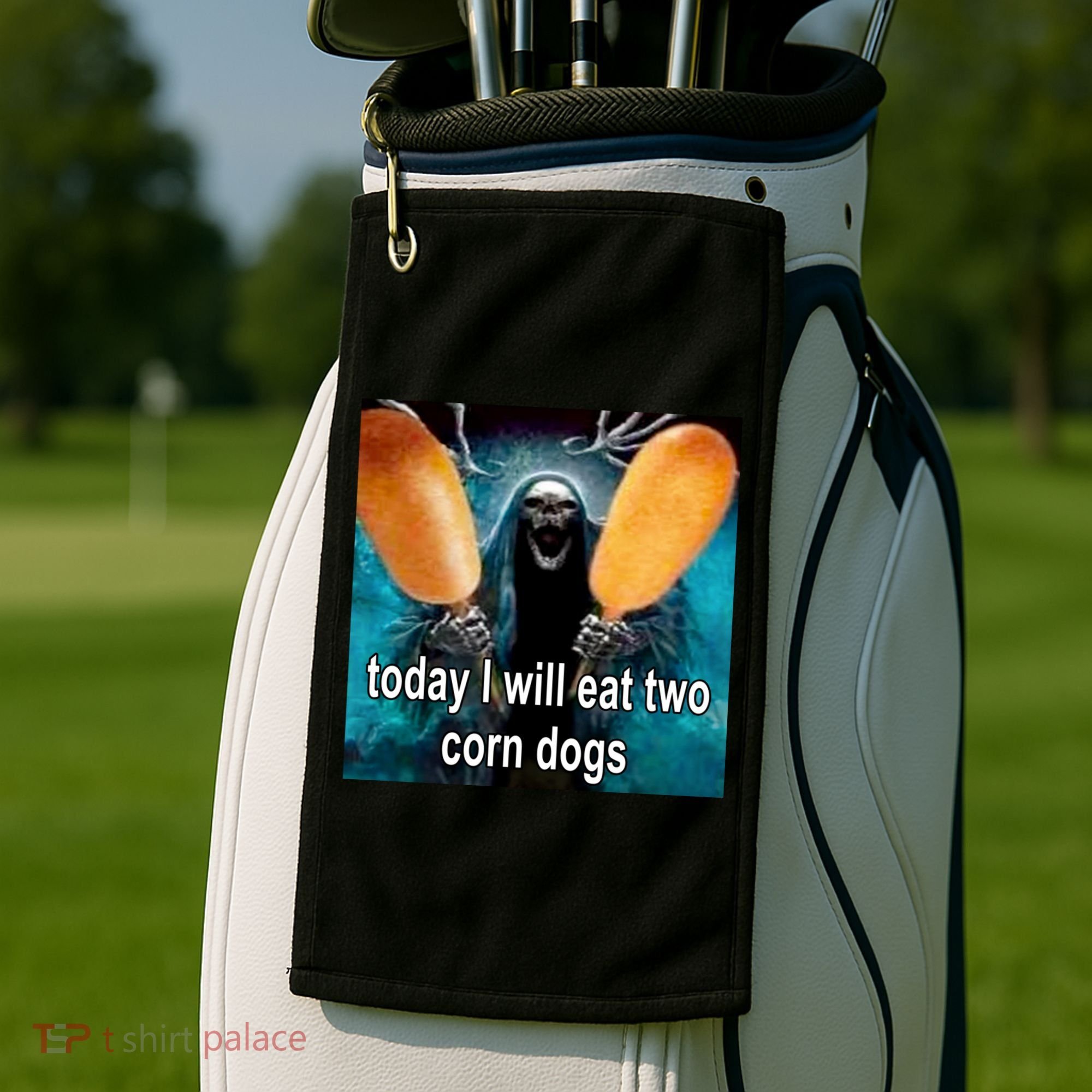 Today I Will Eat Two Corn Dogs Meme Golf Towel