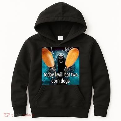 Today I Will Eat Two Corn Dogs Meme Kids Hoodie