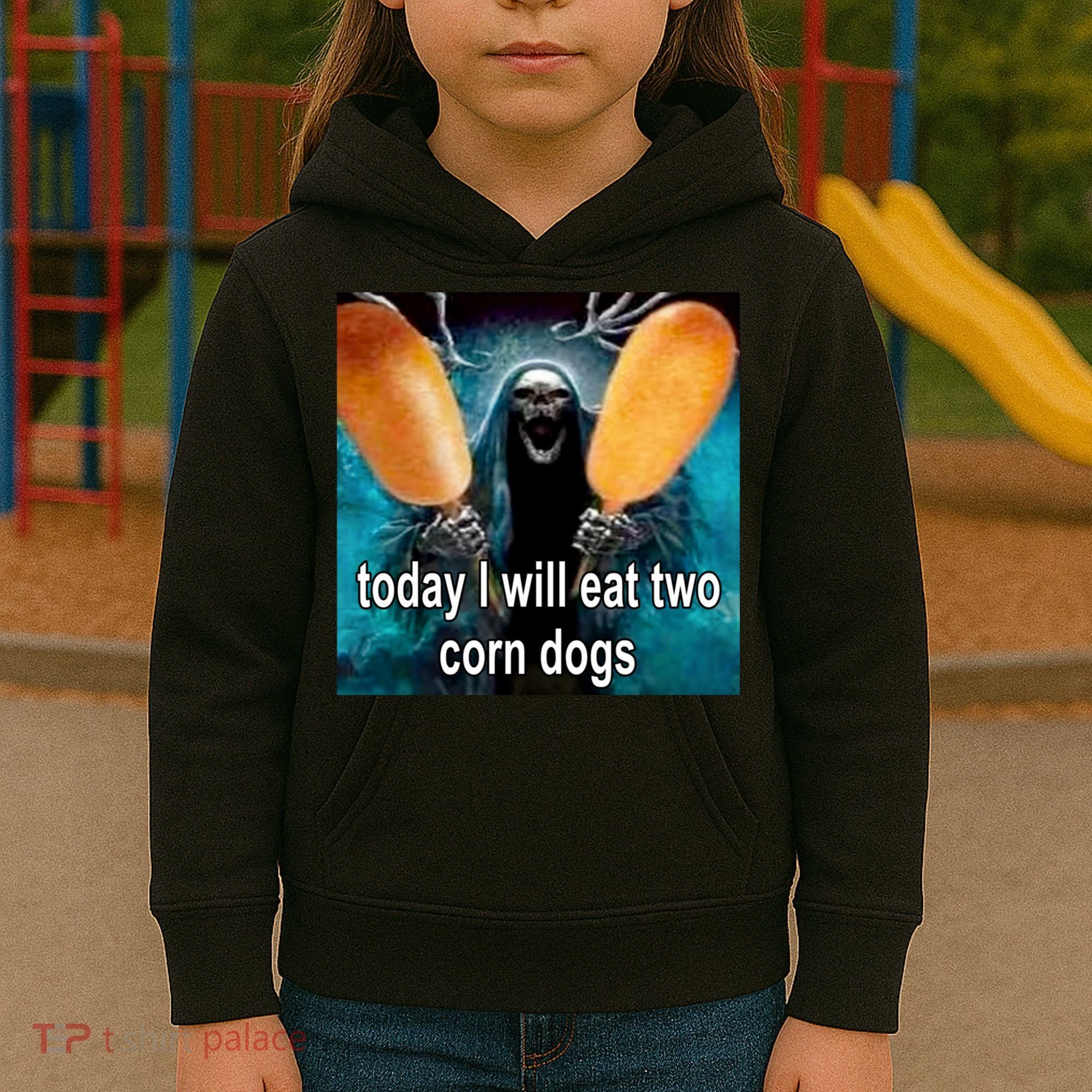 Today I Will Eat Two Corn Dogs Meme Kids Hoodie