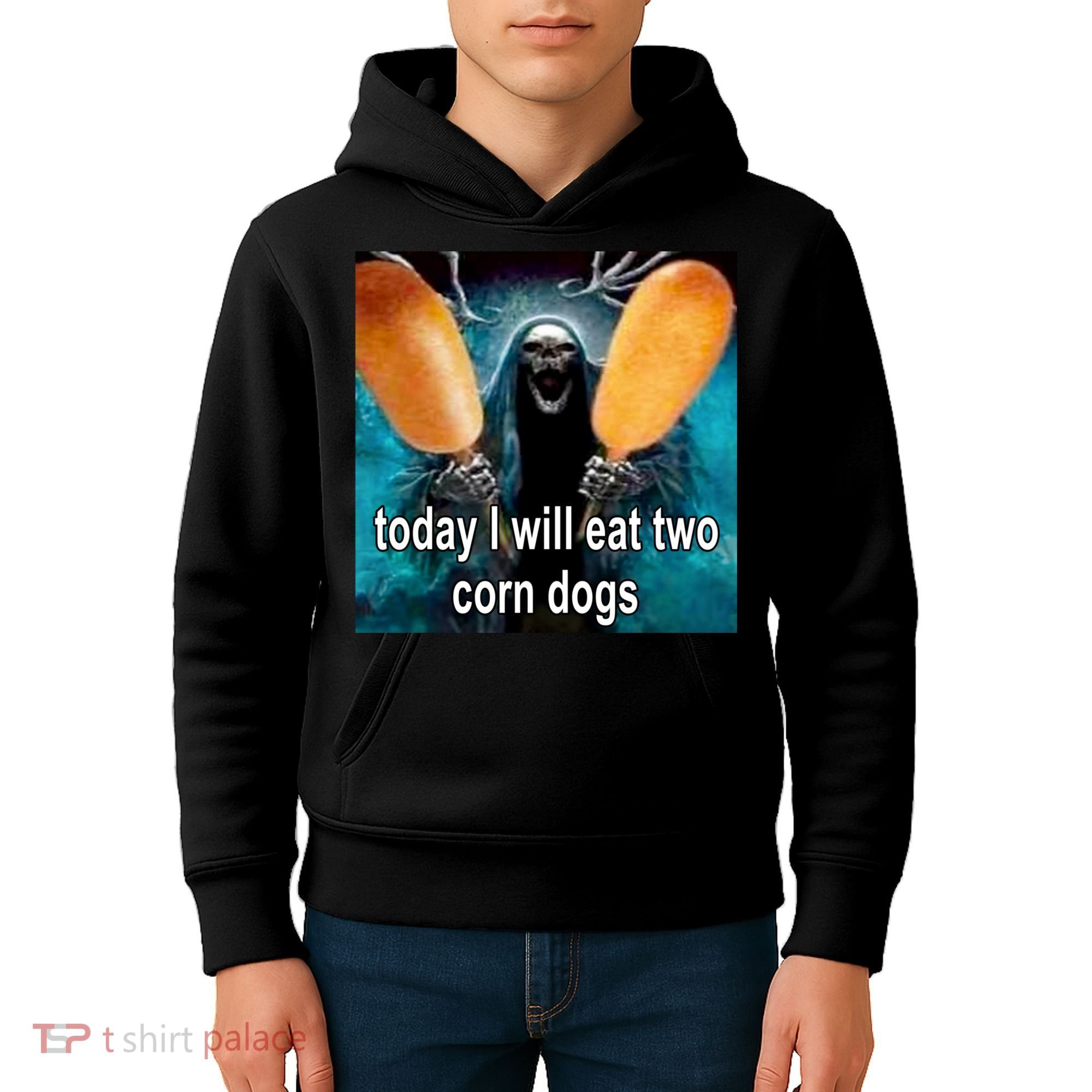 Today I Will Eat Two Corn Dogs Meme Kids Hoodie