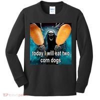 Today I Will Eat Two Corn Dogs Meme Kids Long Sleeve Shirt thumb 0