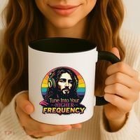 Tune Into Your Higher Frequency Jesus Coffee Mug thumb 3