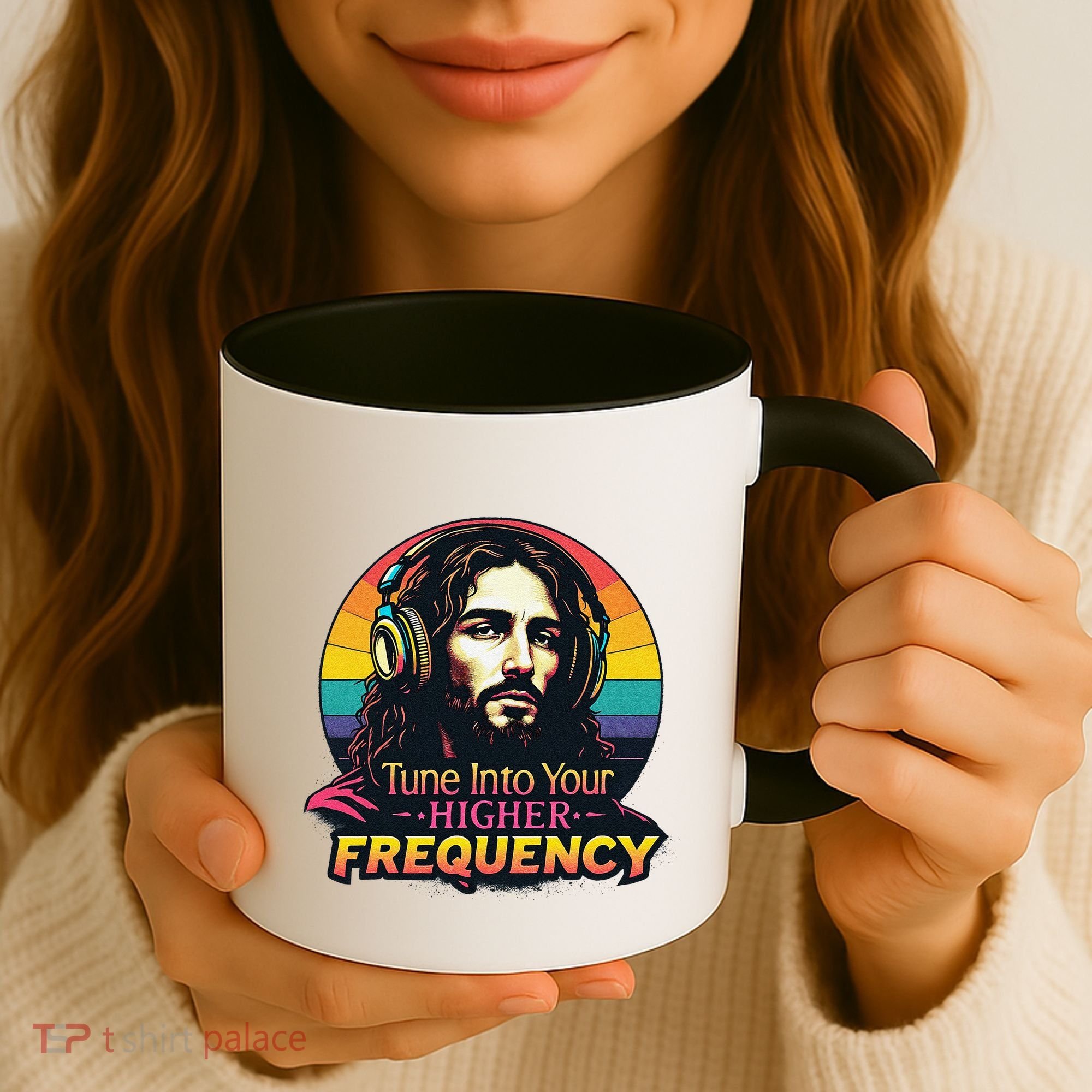 Tune Into Your Higher Frequency Jesus Coffee Mug