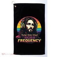 Tune Into Your Higher Frequency Jesus Golf Towel thumb 0