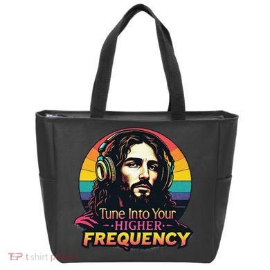 Tune Into Your Higher Frequency Jesus Tote Bag