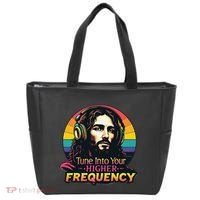 Tune Into Your Higher Frequency Jesus Tote Bag thumb 0