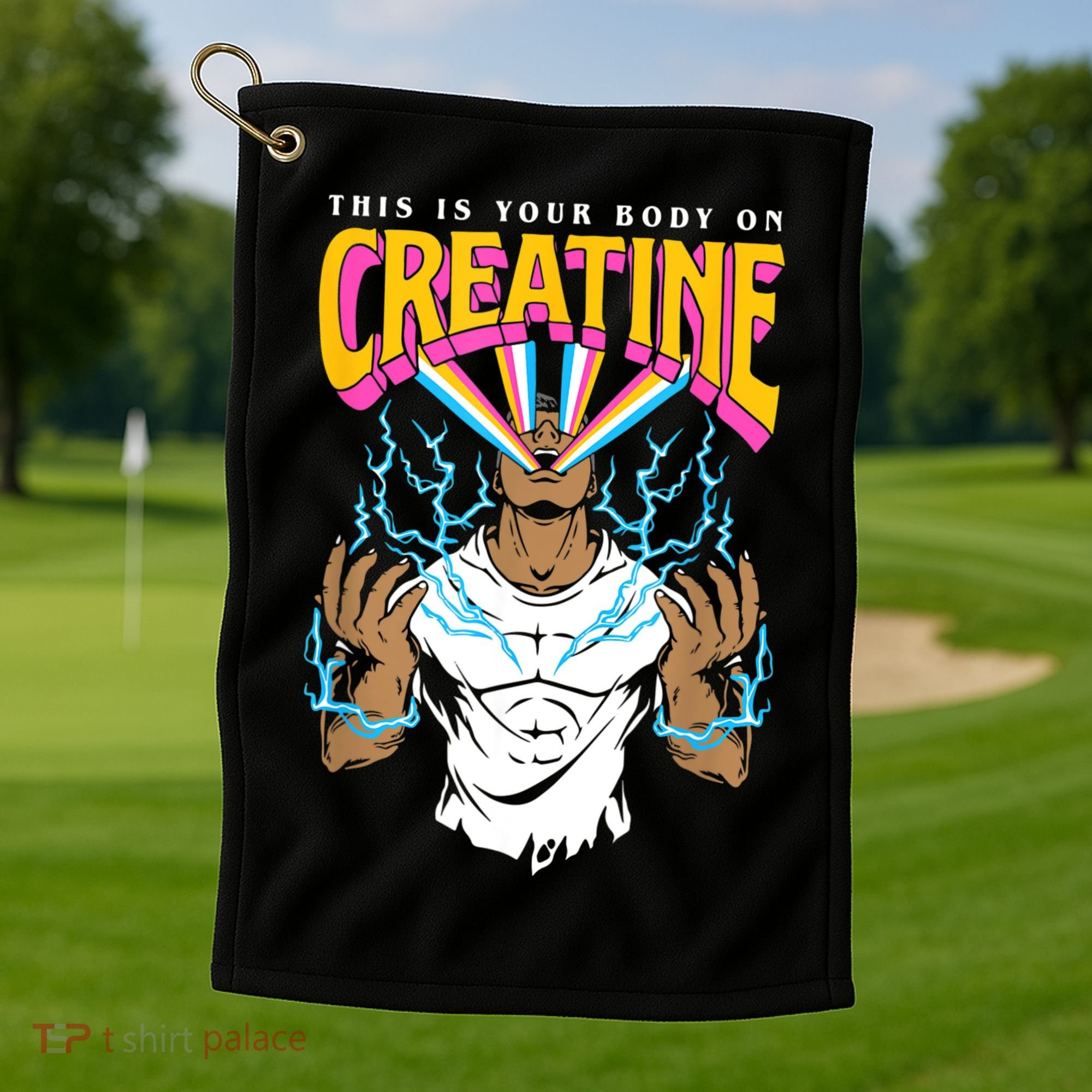 This Is Your Body On Creatine Workout Gym Birthday Gift Golf Towel