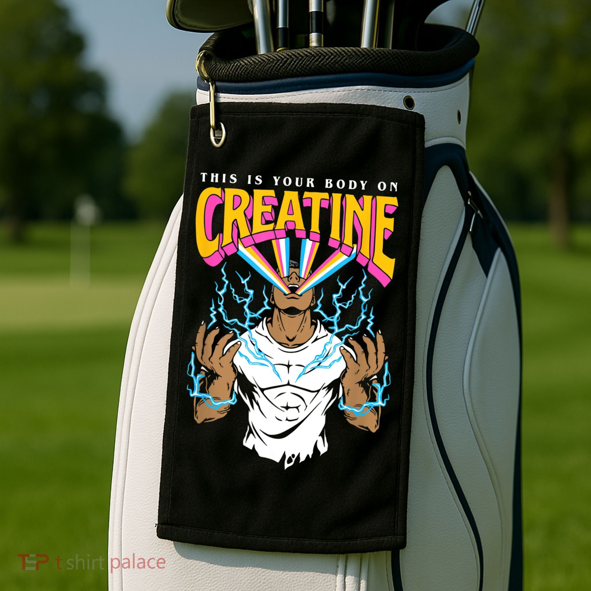 This Is Your Body On Creatine Workout Gym Birthday Gift Golf Towel