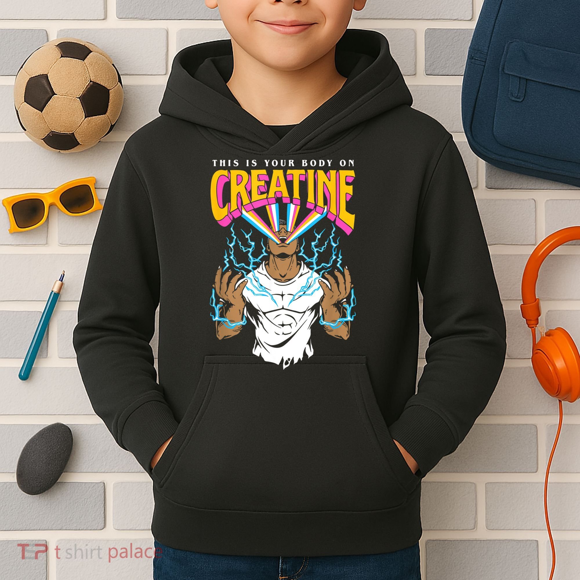 This Is Your Body On Creatine Workout Gym Birthday Gift Kids Hoodie