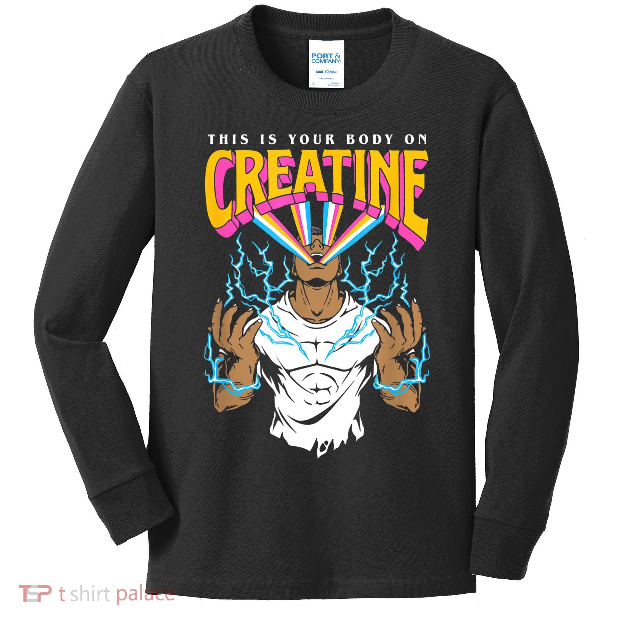 This Is Your Body On Creatine Workout Gym Birthday Gift Kids Long Sleeve Shirt