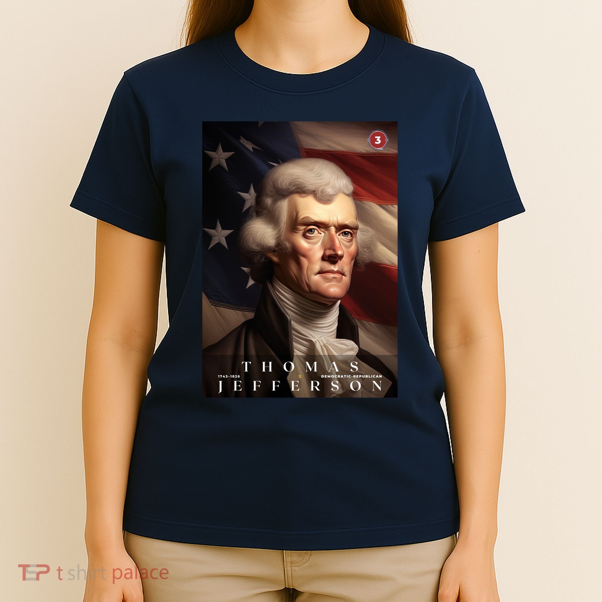 Thomas Jefferson 3rd President Of The United States Portrait T-Shirt
