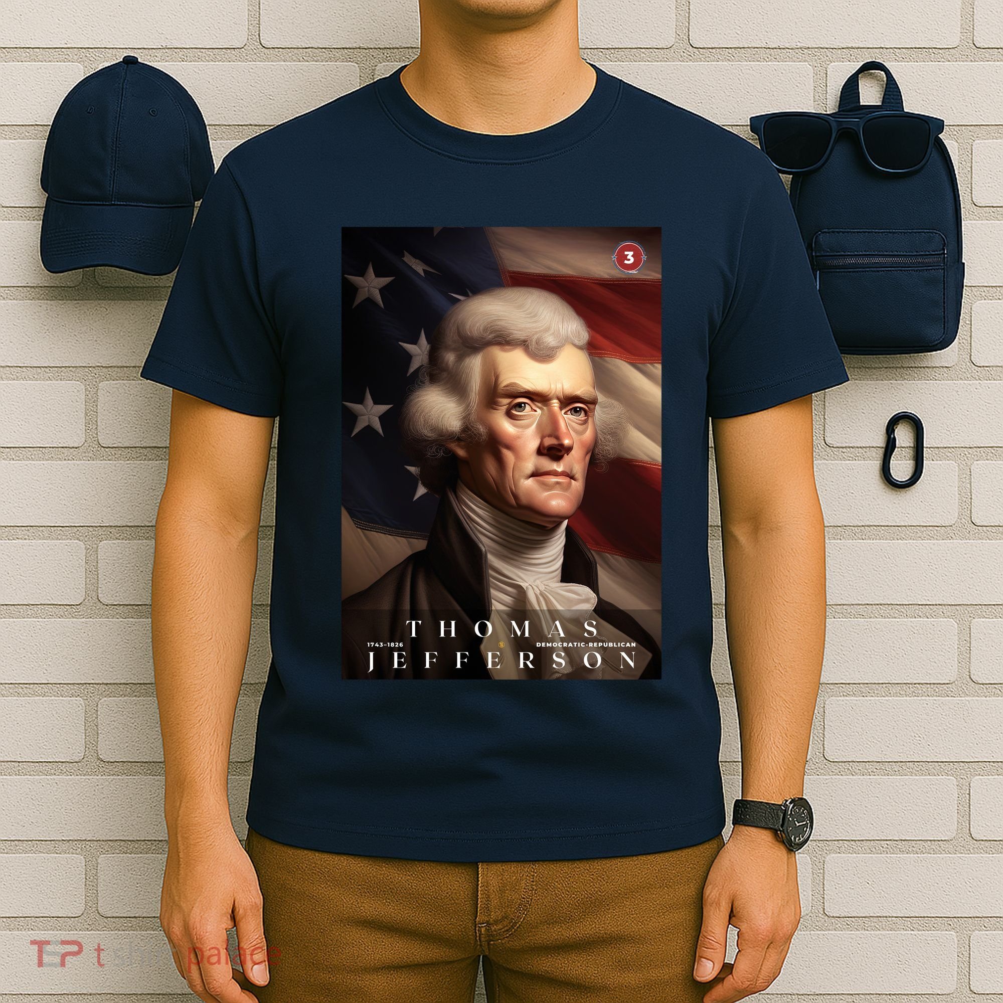 Thomas Jefferson 3rd President Of The United States Portrait T-Shirt