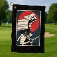 Tokyo Japanese Asia Martial Arts Style Retro Samurai Golf Towel thumb 1