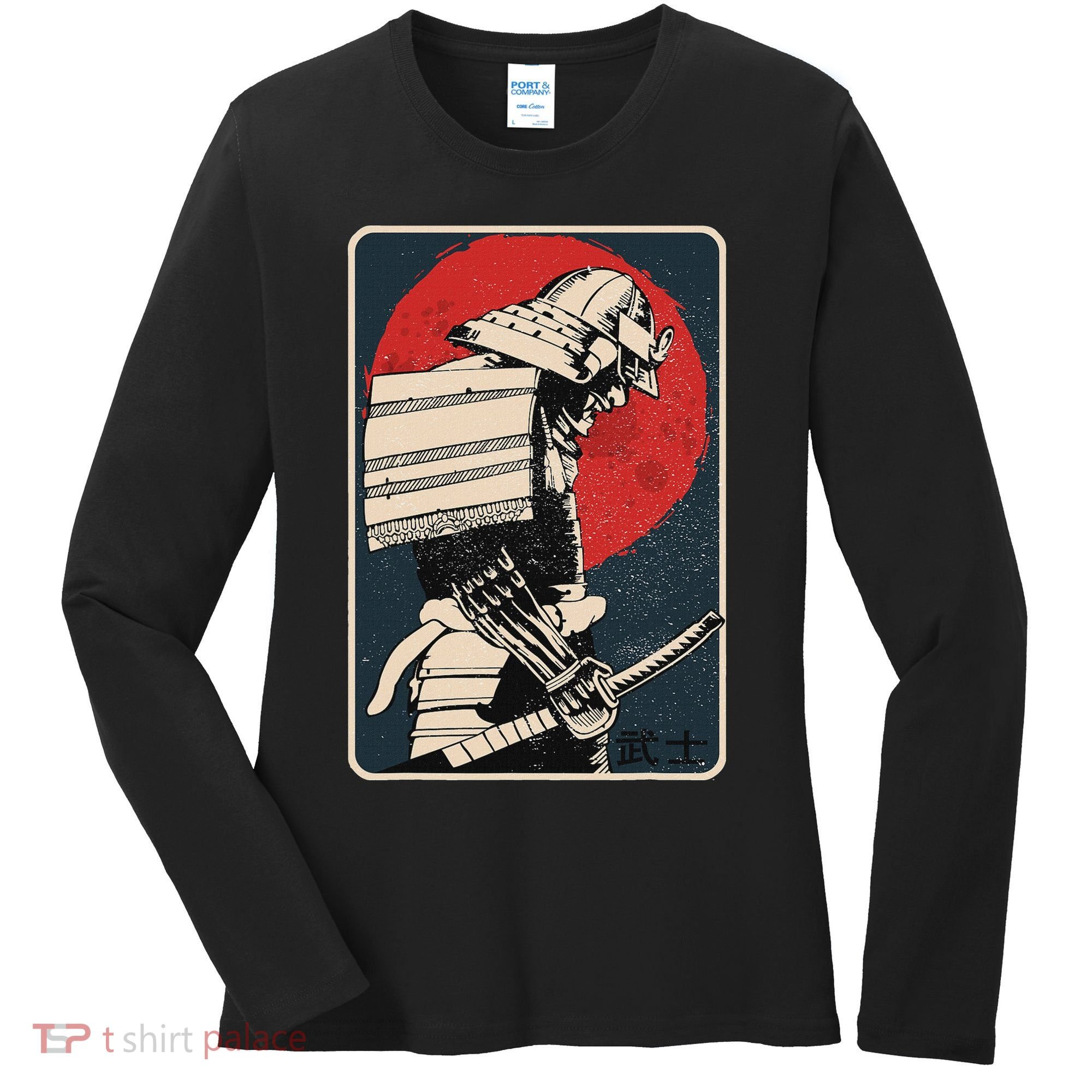 Tokyo Japanese Asia Martial Arts Style Retro Samurai Women's Long Sleeve Shirt