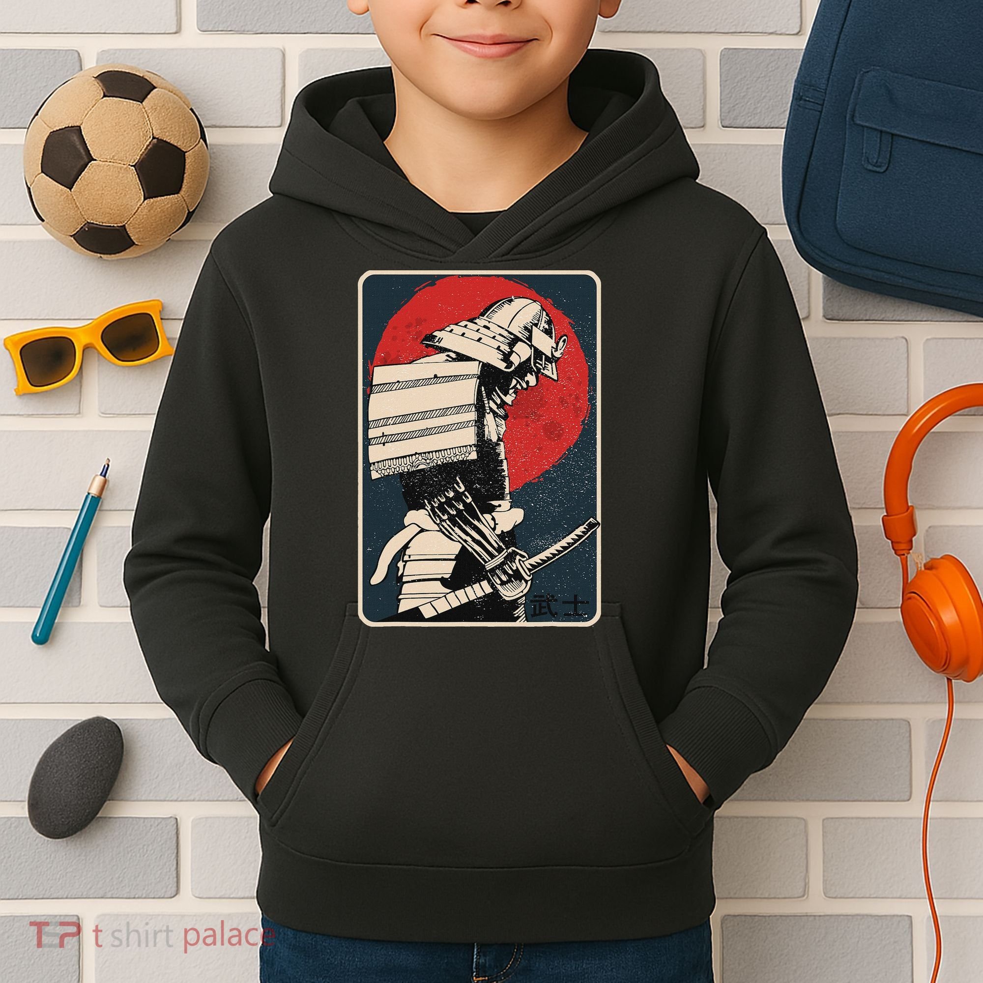 Tokyo Japanese Asia Martial Arts Style Retro Samurai Kids Hoodie