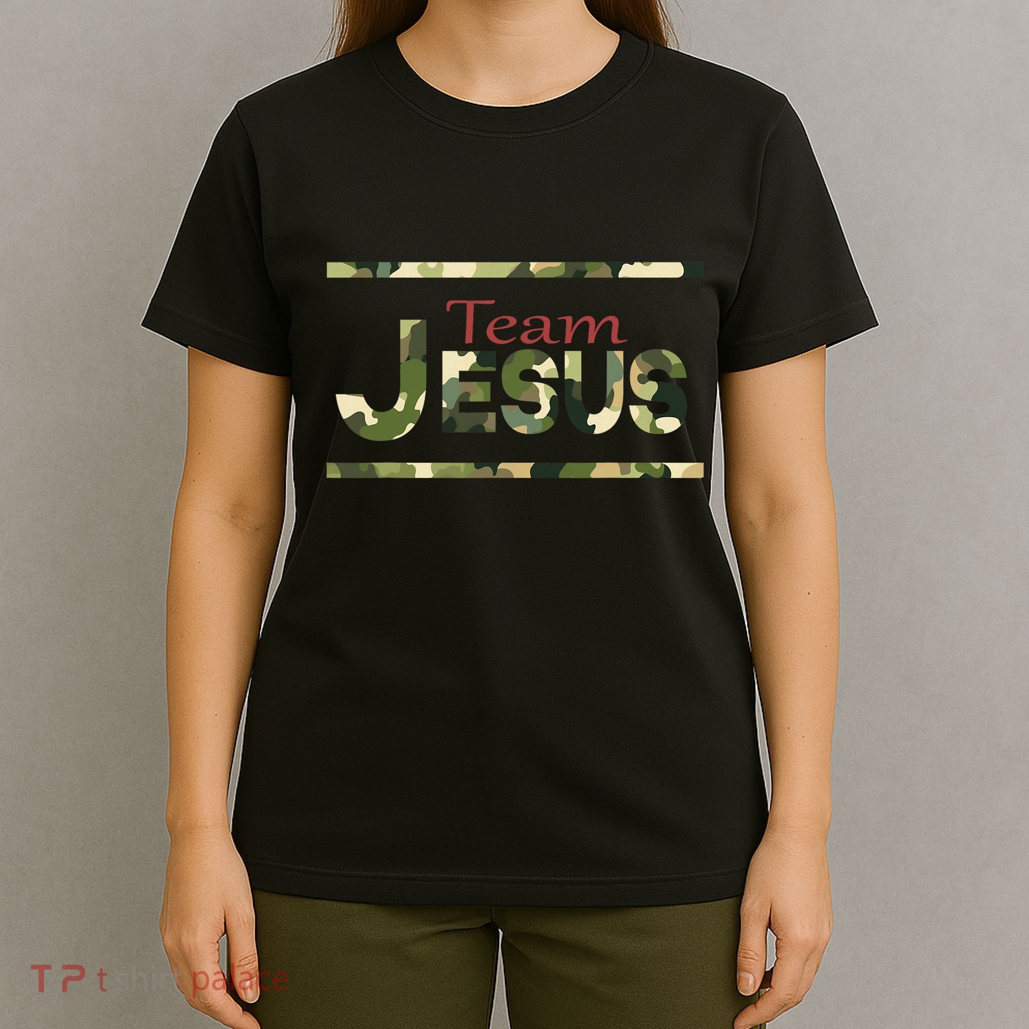 Team Jesus Christian Camo Camouflage Army T-Shirt