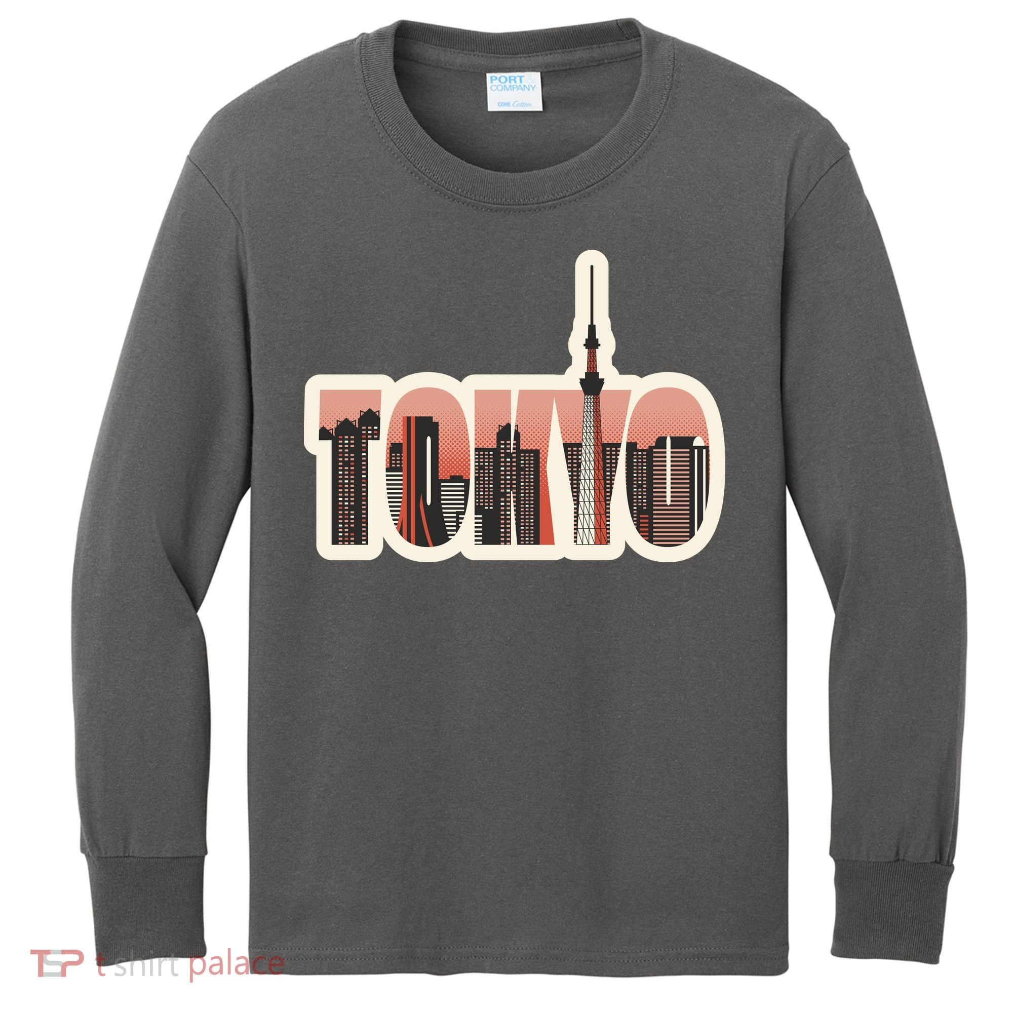 Tokyo Japan City Skyline Kids Long Sleeve Shirt