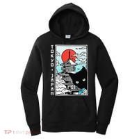 Tokyo Japan Cute Kawaii Japanese Temple Black Cat Women's Hoodie thumb 0