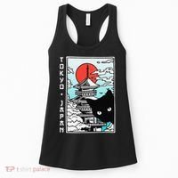 Tokyo Japan Cute Kawaii Japanese Temple Black Cat Women's Tank Top thumb 0