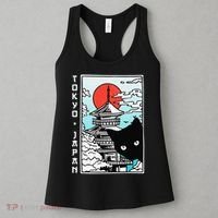 Tokyo Japan Cute Kawaii Japanese Temple Black Cat Women's Tank Top thumb 3