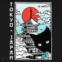 Tokyo Japan Cute Kawaii Japanese Temple Black Cat Women's Tank Top thumb 5