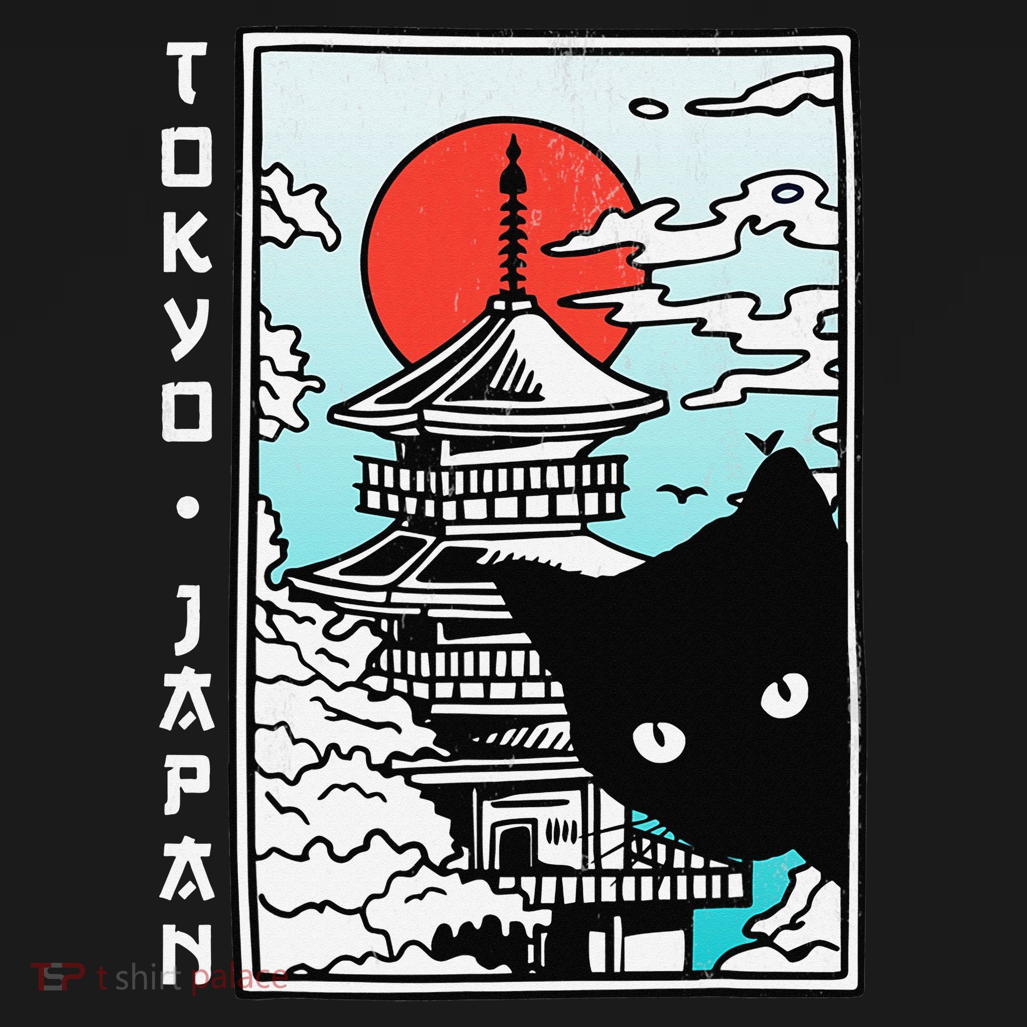 Tokyo Japan Cute Kawaii Japanese Temple Black Cat Women's Tank Top