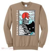 Tokyo Japan Cute Kawaii Japanese Temple Black Cat Sweatshirt thumb 0