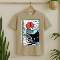 Tokyo Japan Cute Kawaii Japanese Temple Black Cat T-Shirt thumb 2