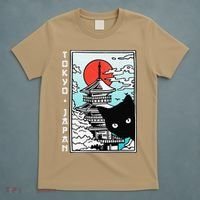 Tokyo Japan Cute Kawaii Japanese Temple Black Cat T-Shirt thumb 5