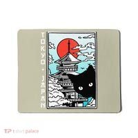 Tokyo Japan Cute Kawaii Japanese Temple Black Cat Mousepad thumb 0