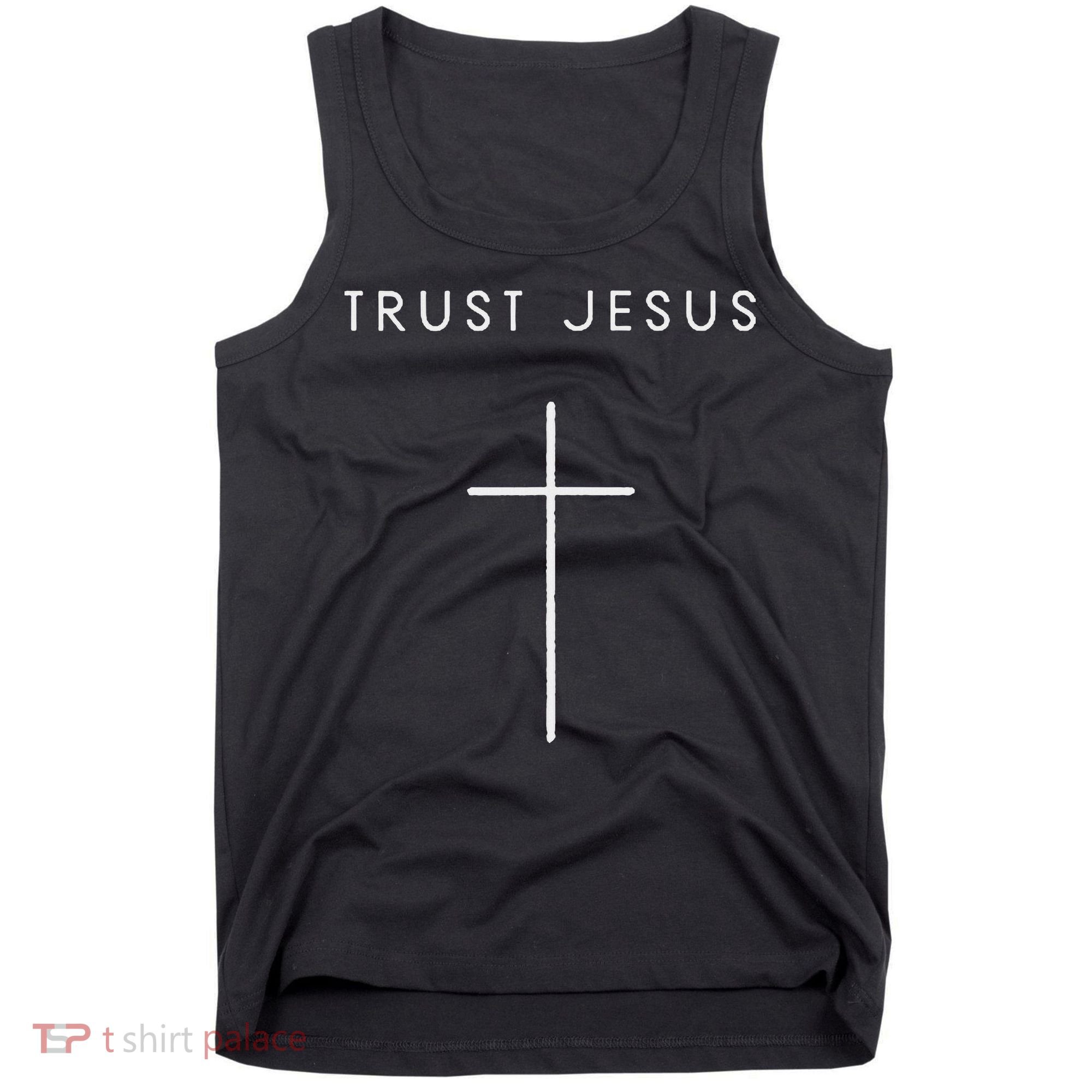 Trust Jesus Cross Minimalist Christian Religious Jesus Tank Top