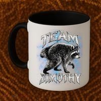 Team JIMOTHY Funny Raccoon Meme Coffee Mug thumb 2