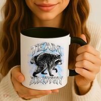 Team JIMOTHY Funny Raccoon Meme Coffee Mug thumb 3