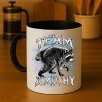 Team JIMOTHY Funny Raccoon Meme Coffee Mug thumb 4