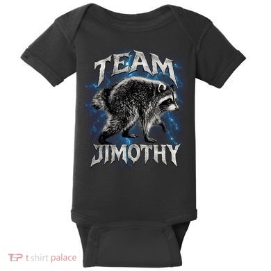 Team JIMOTHY Funny Raccoon Meme Baby Bodysuit