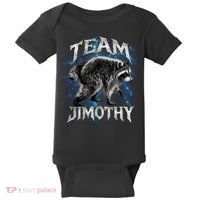Team JIMOTHY Funny Raccoon Meme Baby Bodysuit thumb 0