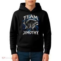 Team JIMOTHY Funny Raccoon Meme Kids Hoodie thumb 4