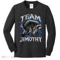 Team JIMOTHY Funny Raccoon Meme Kids Long Sleeve Shirt thumb 0