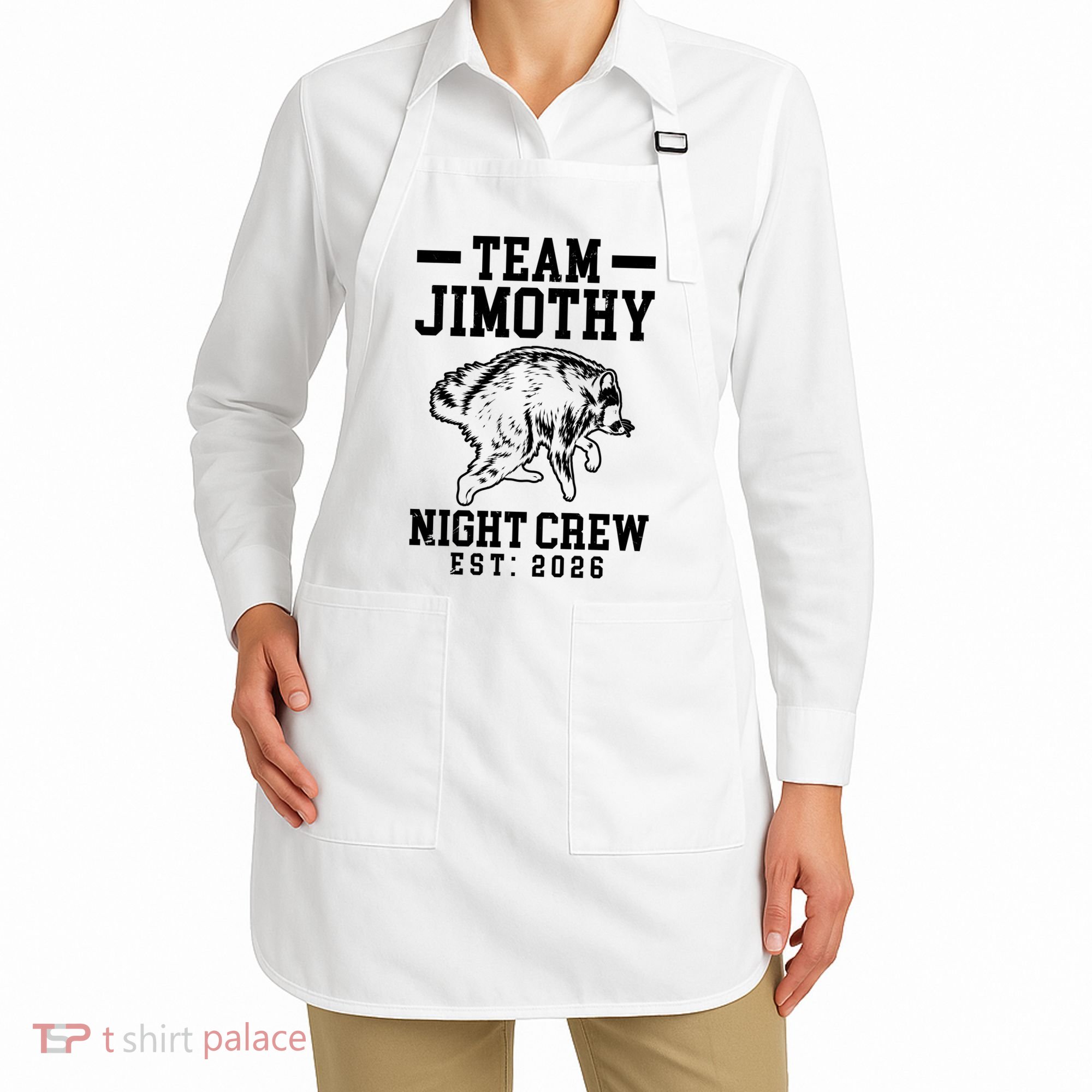 Team Jimothy Night Crew Est 2026 Raccoon Apron