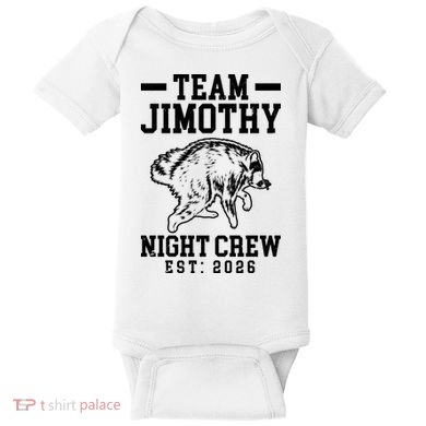 Team Jimothy Night Crew Est 2026 Raccoon Baby Bodysuit