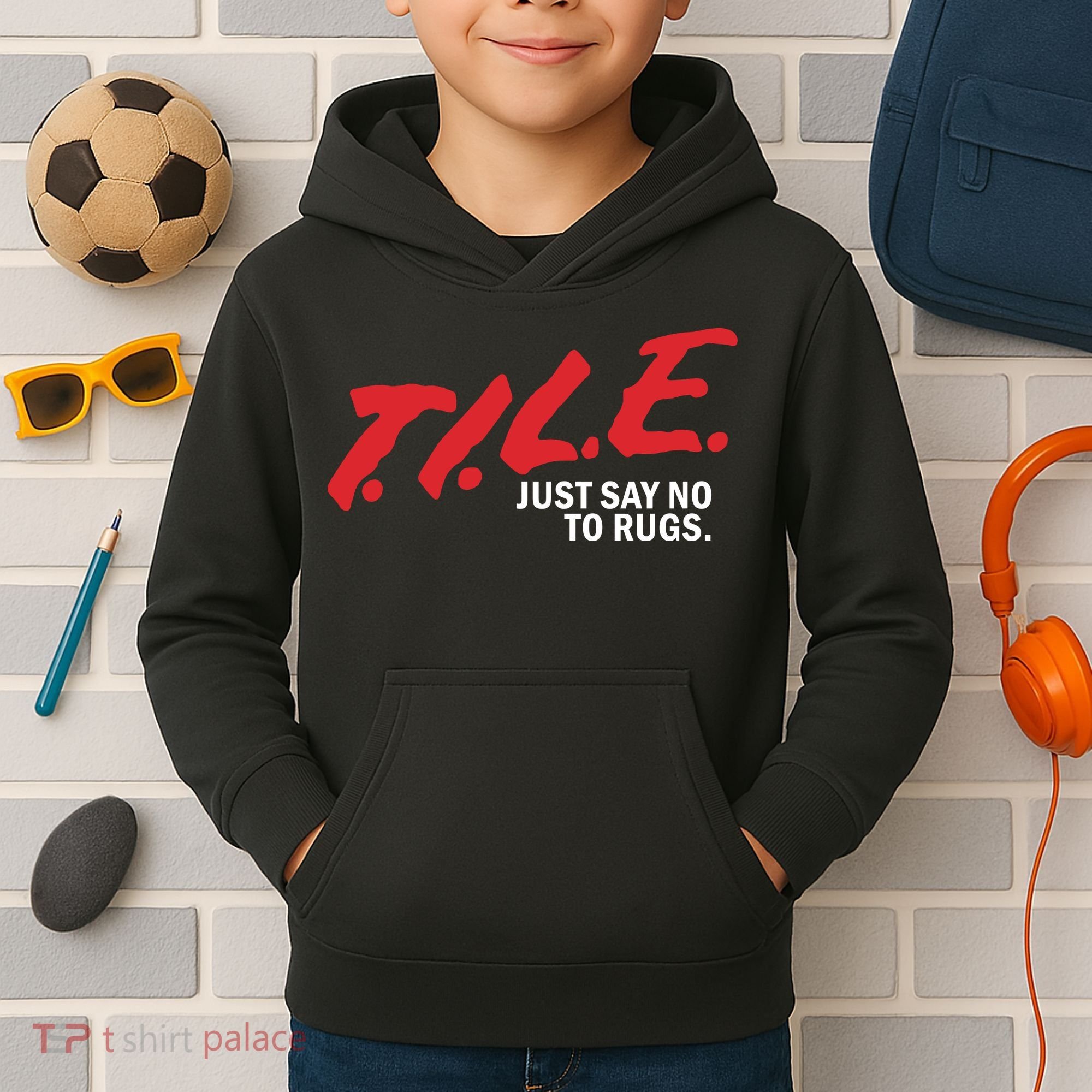 Tile Just Say No To Rugs Kids Hoodie