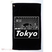 Tokyo Japan Skyline & Japanese Text Tokyo Golf Towel thumb 0