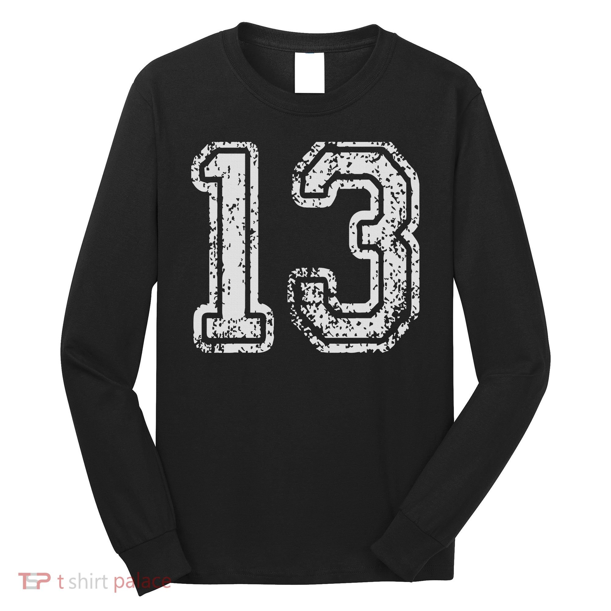 Team Jersey Uniforms Number 13 Thirteen School Sports Long Sleeve Shirt